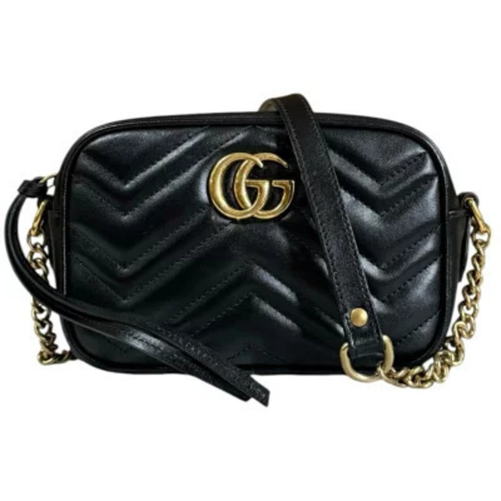 Gucci Camera Bag GG Marmont Shoulder Leather Black